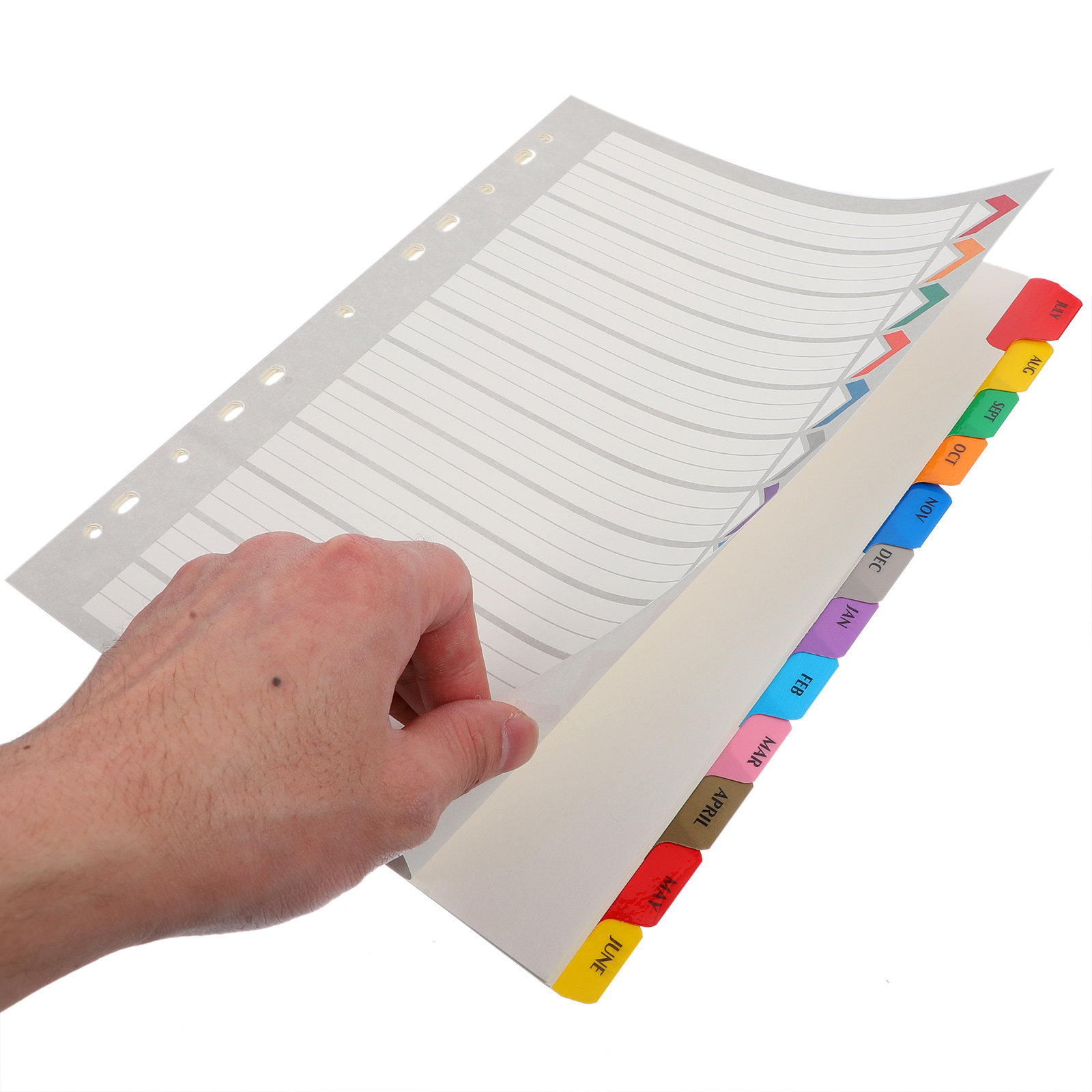 Index Tab Divider - 12 Folhas de Divisórias para Fichário,