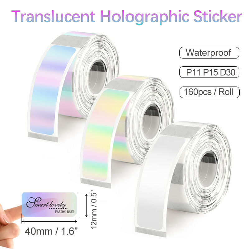 Label Printer Tape - Papel Adesivo Térmico Holográfico Transparente D30