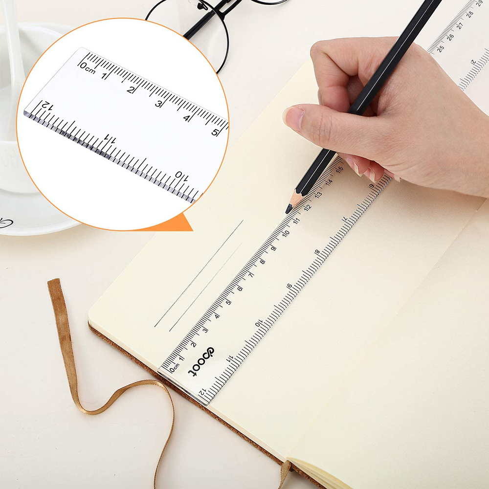 Régua reta de 6/8/12 polegadas - Ruler Set Transparent avaliação e preço