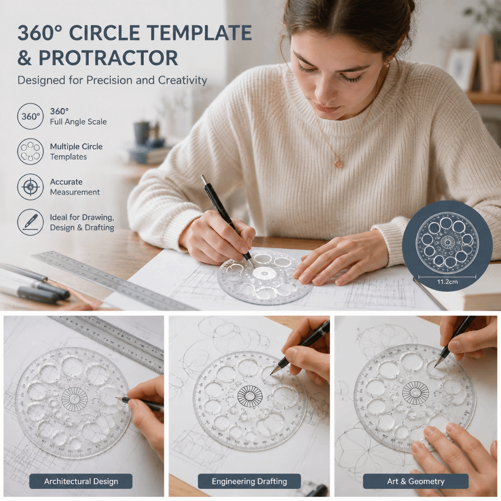 Régua Circular de Plástico par - Ruler Set Transparent avaliação e preço