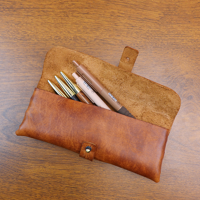 Estojo de Couro Vintage de Cou - Tan Stationery & Office Supply avaliação e preço